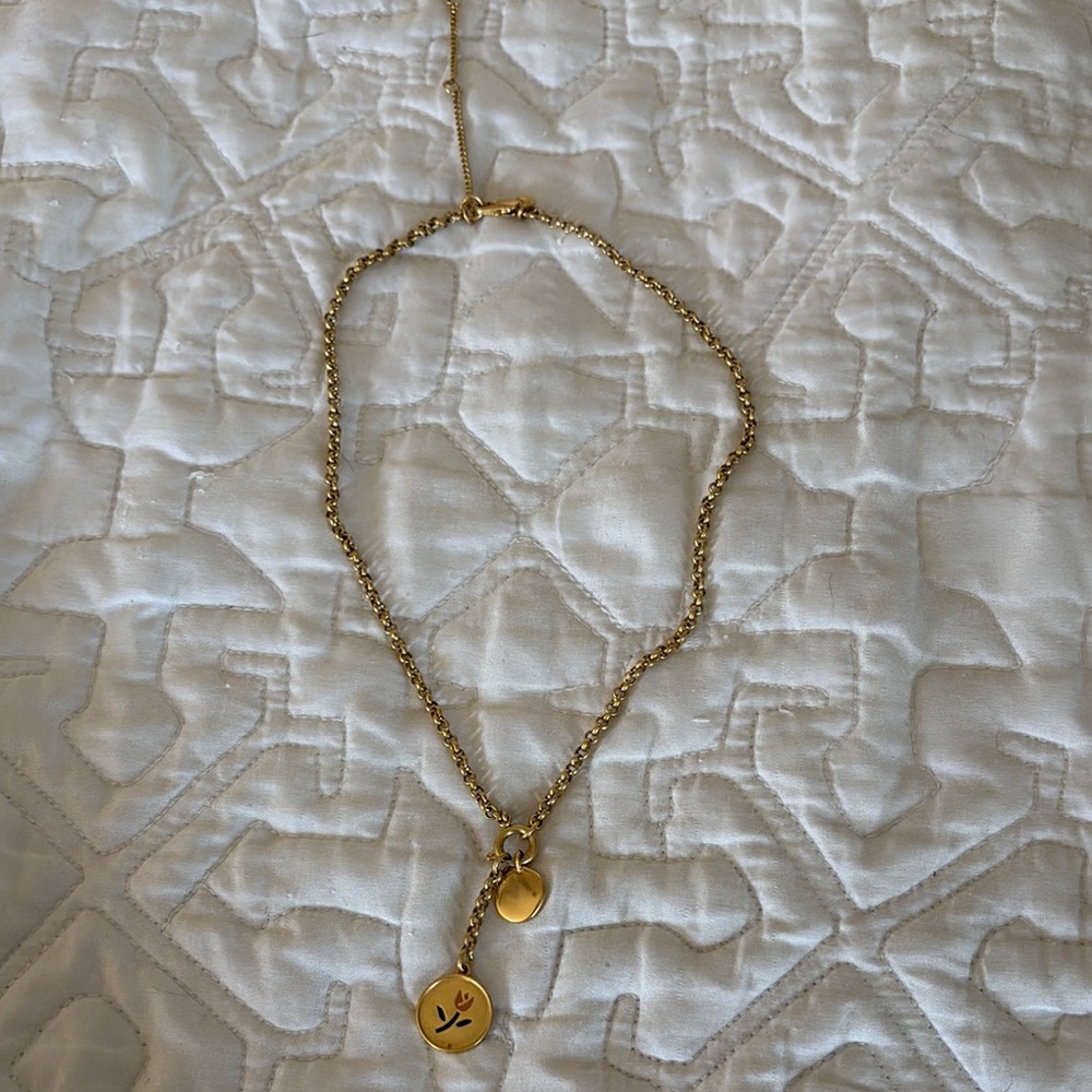 Madewell Gold and Pink Necklace with Elegant Pendant